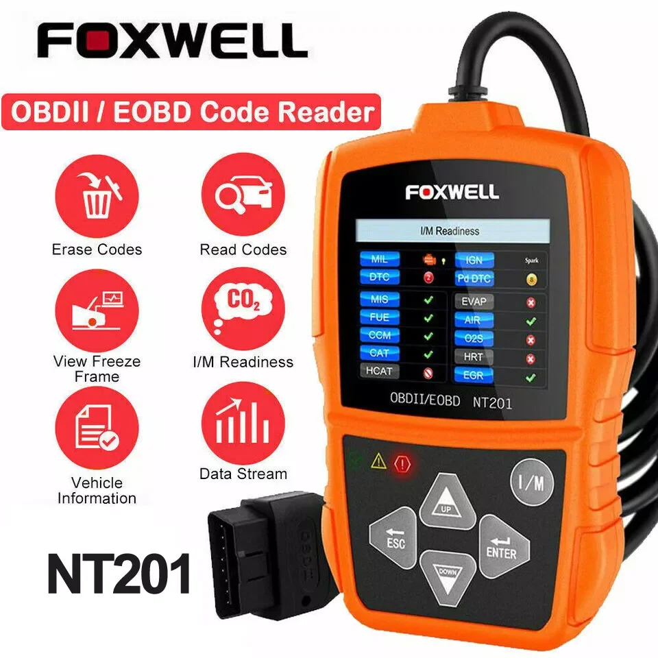 Foxwell NT201 Auto OBD2 EOBD CAN Сканер кодов неисправностей Автомобильный диагностический
