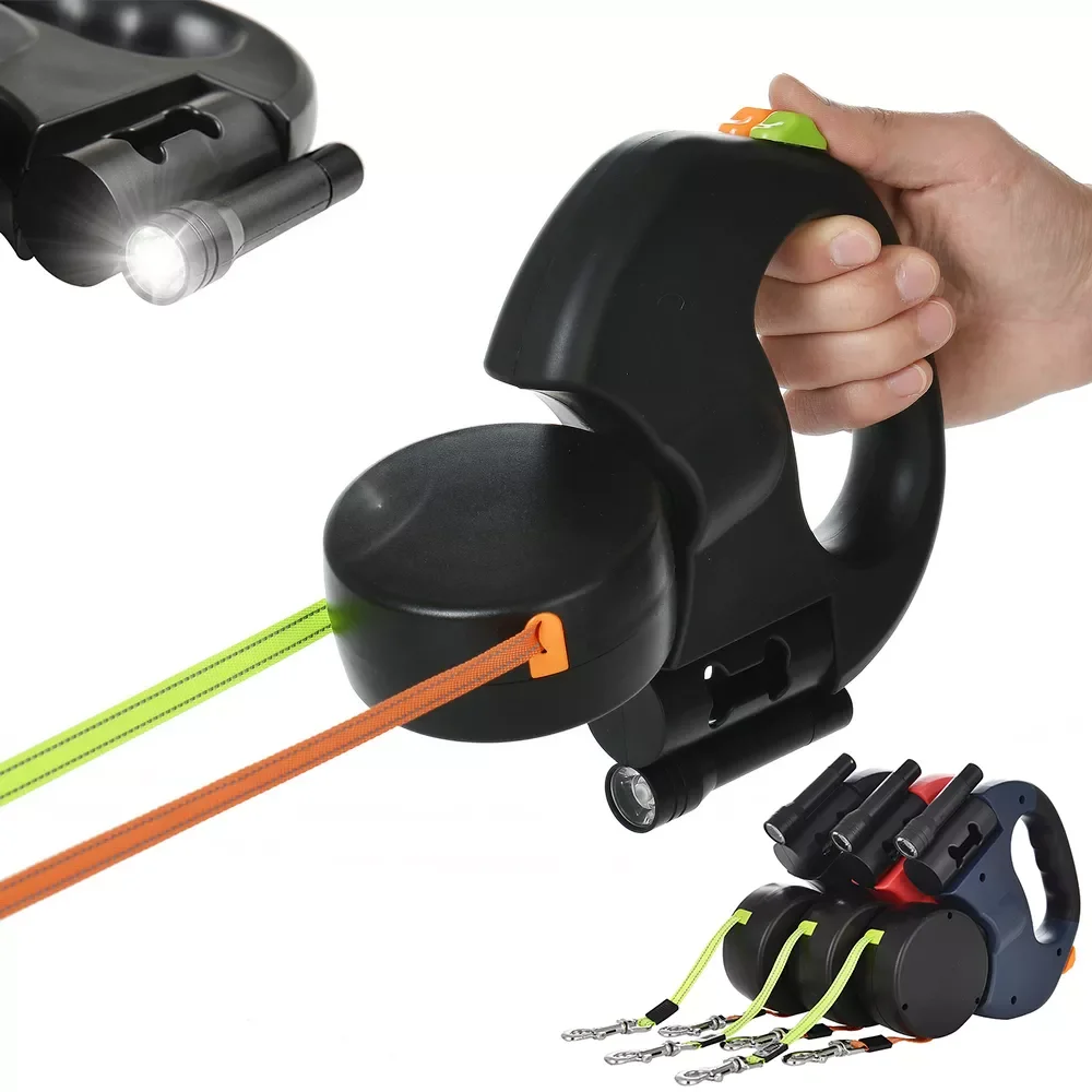 

NEW Dual Pet Retractable Leash Rope With LED Light For Small Dogs Double Puppy Adjustable Traction Belt Walking Running Supplie