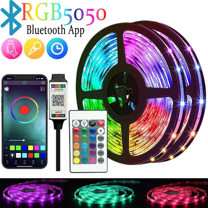 

Светодиодная ленсветильник RGB 5050 с дистанционным управлением, 1-20 м