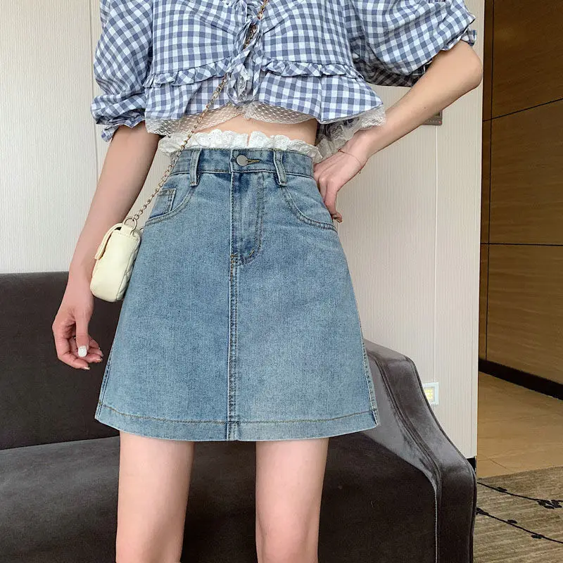 Женская джинсовая юбка с вышивкой Повседневная универсальная мини-юбка из