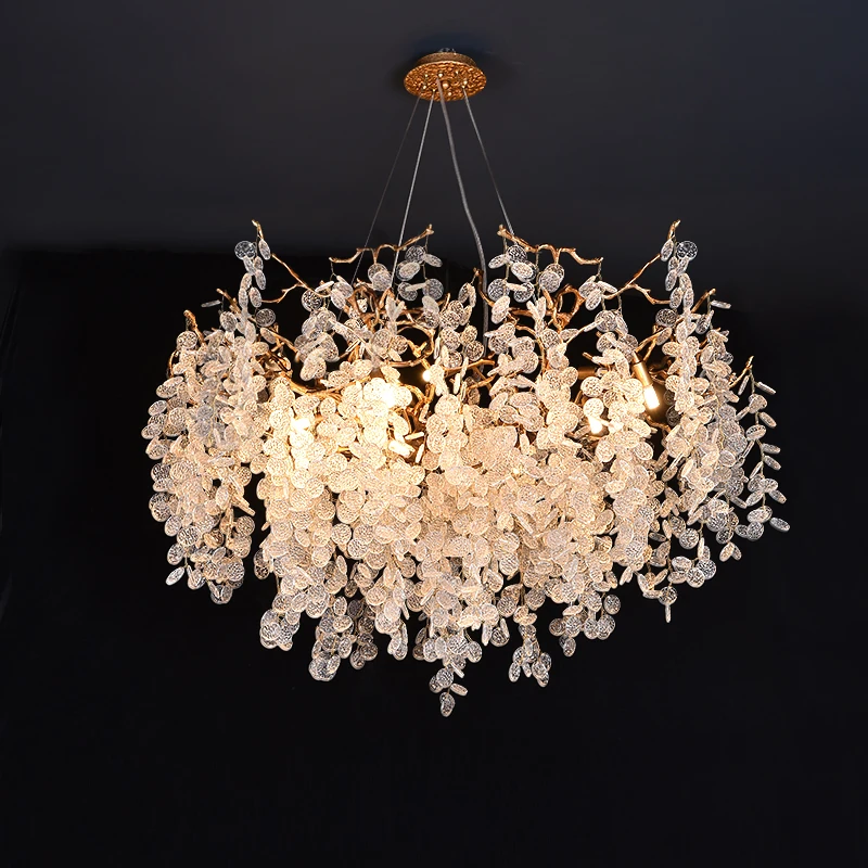 Купить Золотые люстры в скандинавском стиле, светодиодный Кристальный светильник, комнатный подвесной светильник G9, лампочка для гостиной, столов...