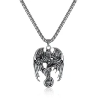 europe and america hip hop vintage personalized cross skull necklace dark bat wings viper pendant punk men jewelry accessories