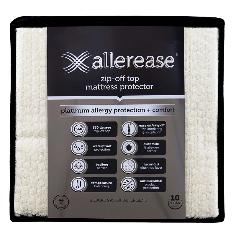 

Allerease Platinum Allergy Relief Zip-off Top Zippered Mattress Protector Cover