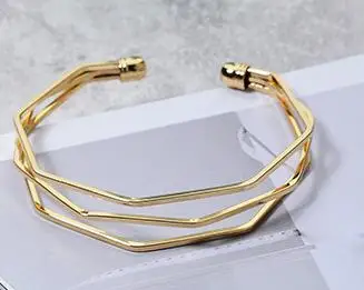 Трехслойный браслет неправильной геометрической формы, открывающийся регулируемый браслет в Корейском стиле, ювелирных изделий