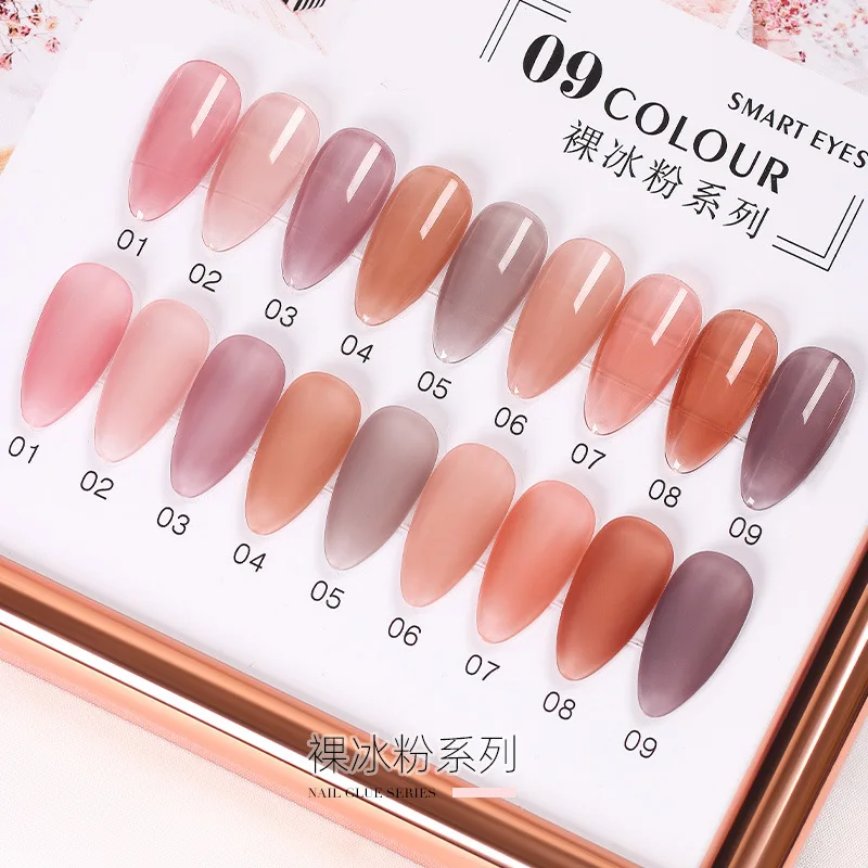 

9 Colors Translucent Gel Nail Polish 8ml Soak Off Uv Led Semi Permanent Ice Pink Varnish Gel for Manicure Nail Art Gel Polish