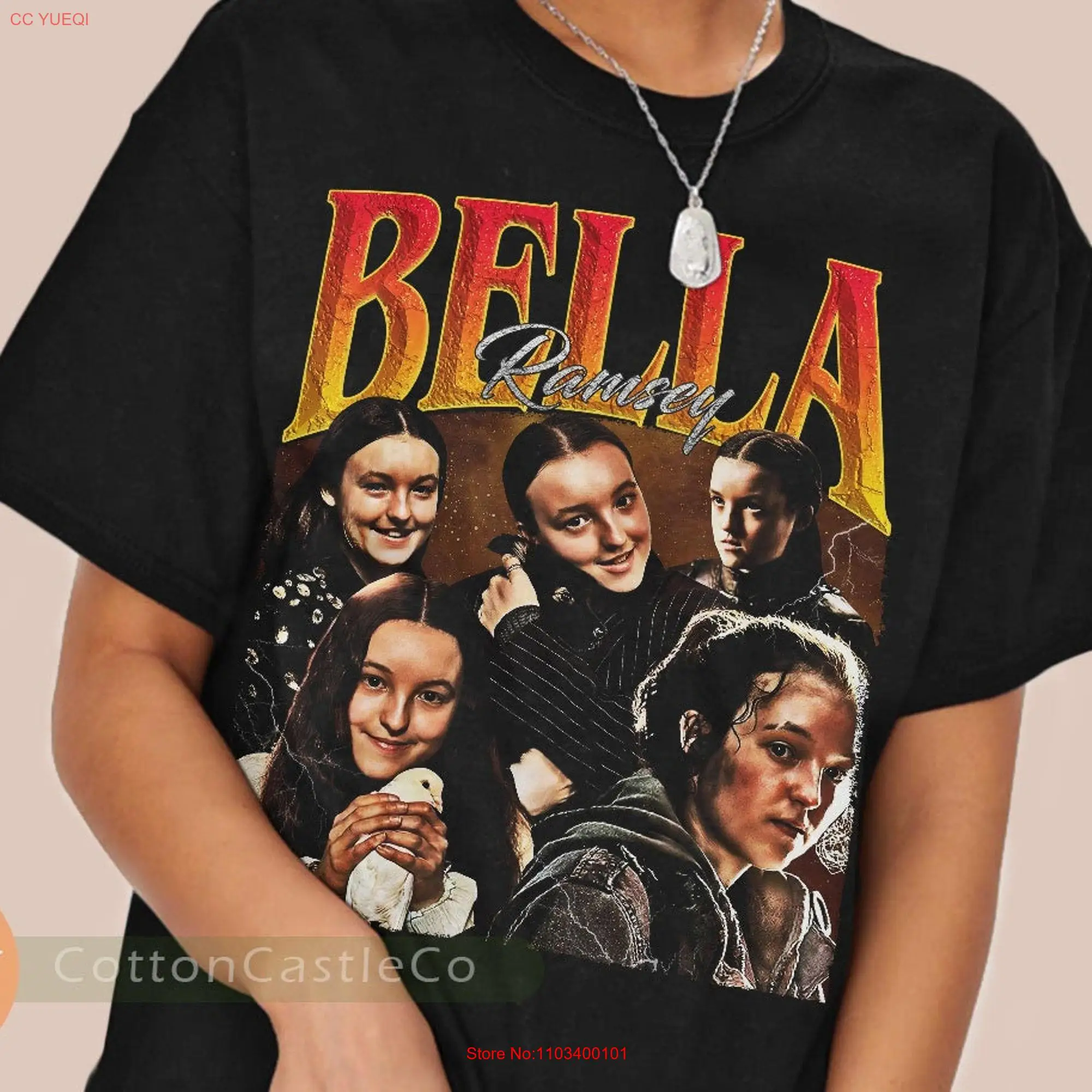 Женская футболка Bella Ramsey черная в стиле 90-х с длинным или коротким рукавом 285