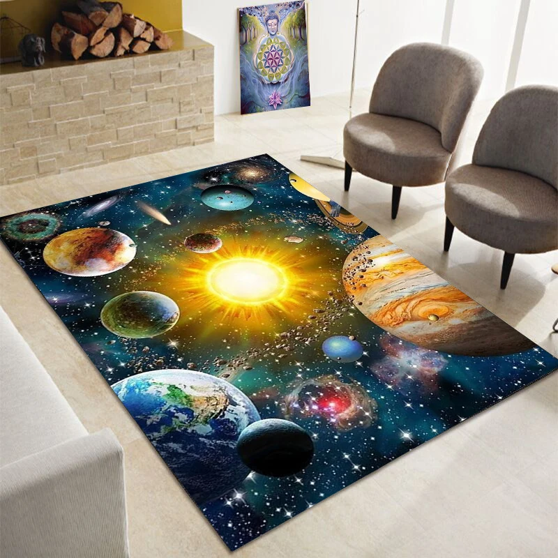 Vast Cosmic Planet Galaxy Print Carpet Bedroom Family Living Room Office Bathroom Mats and Birthday Gifts