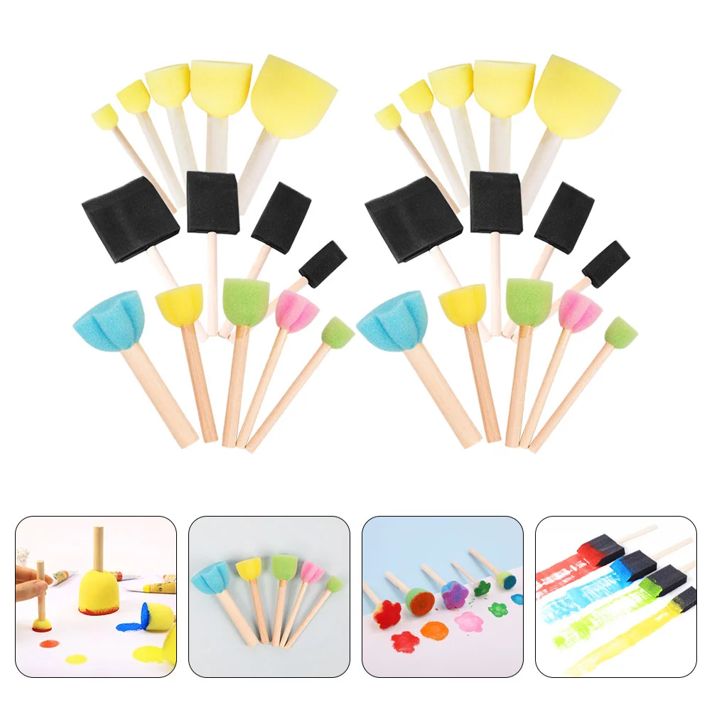

28Pcs Kids Sponge Stamper Kids Sponge Brush Kit Graffiti Sponge Stamper Sponge Brushes