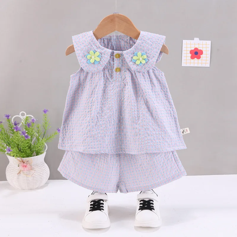 

2 шт., футболка с цветочным принтом и шорты для девочек