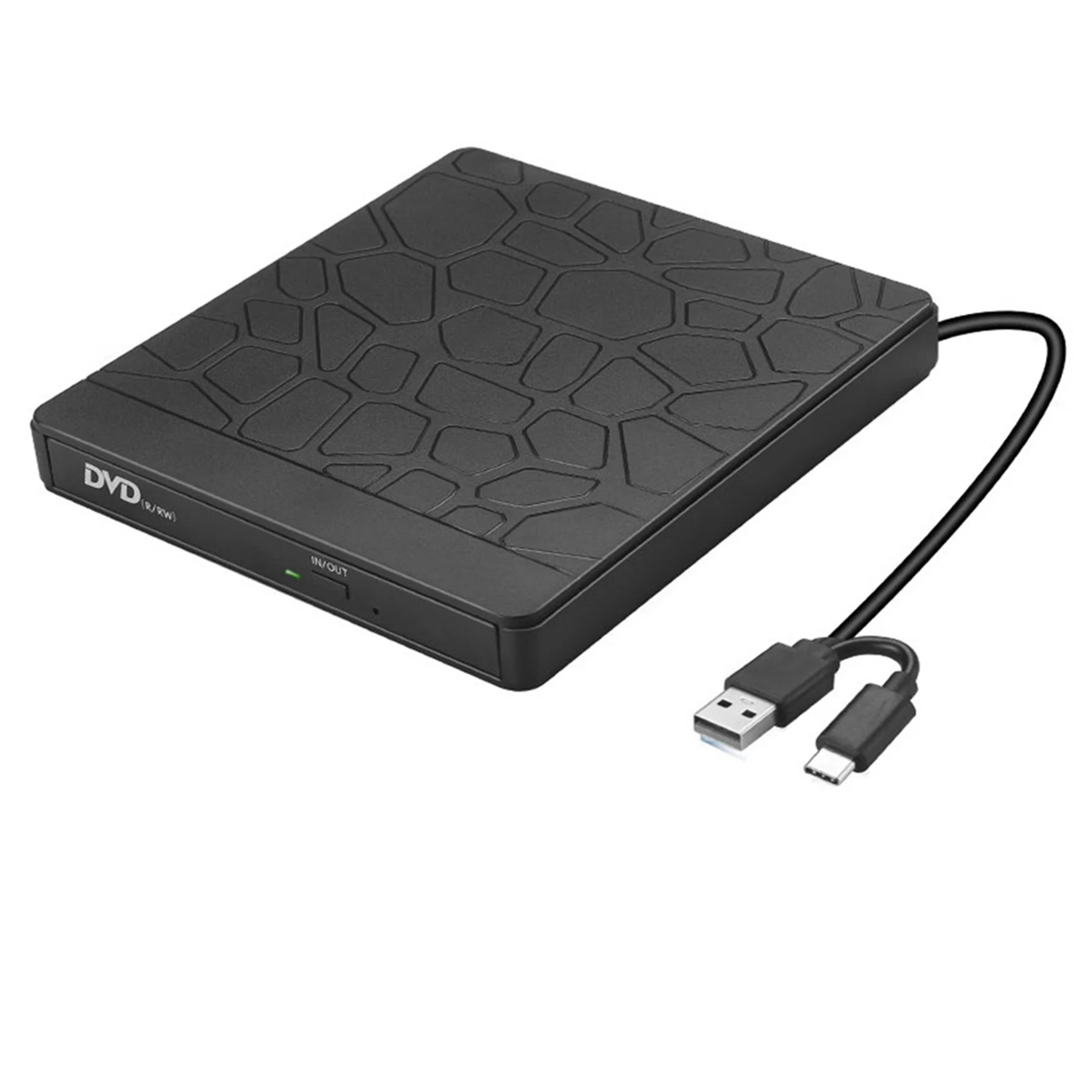 

External DVD Drive, USB 3.0 DVD Burner , Type-C CD/ DVD-RW Player Writer Reader Optical Disk Drive for Mac, PC Windows
