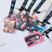 anime demon slayer pvc card cover student campus hanging neck bag anti lost protective shell card holder lanyard id card holders