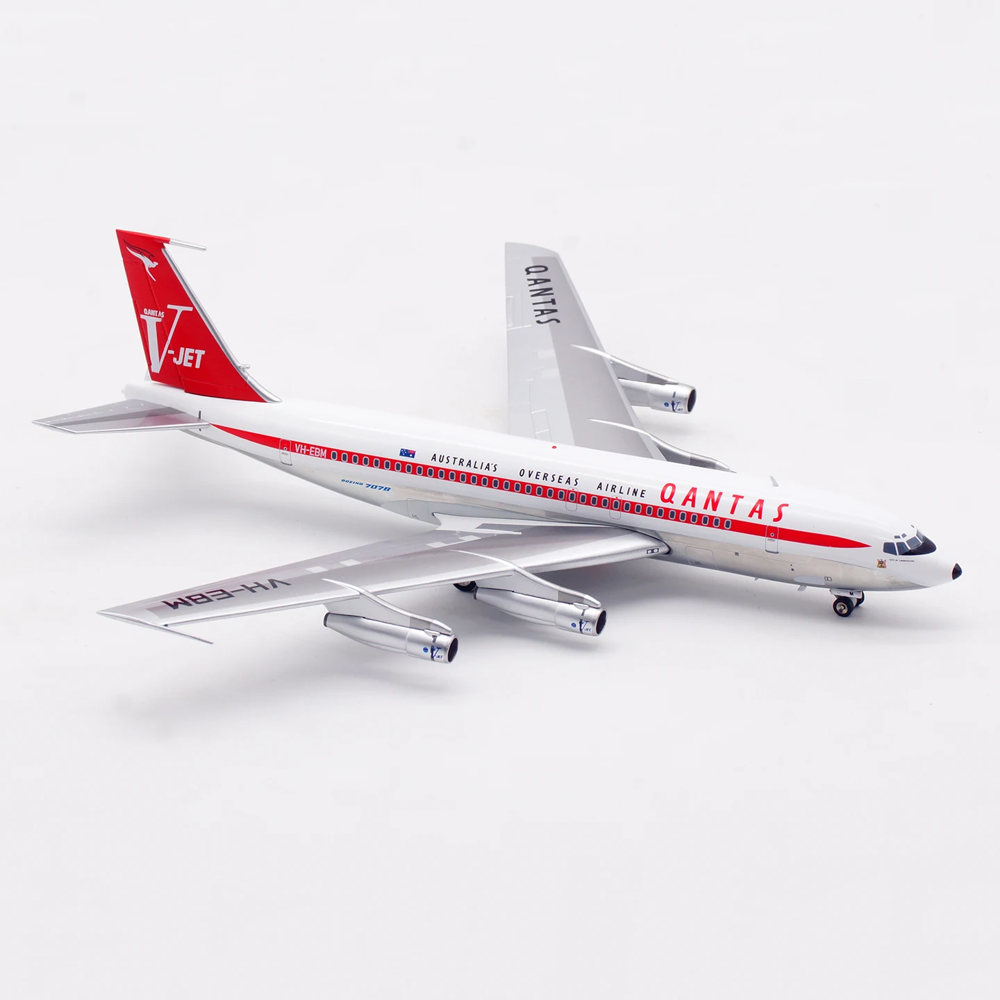 Фото Коллекционная модель самолета INFLIGHT 1:200 Qantas Airways Boeing B707-100 из сплава, литая под давлением, VH-EBM, подарок №1