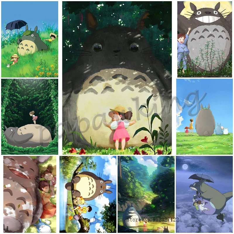 

My Neighbor Totoro Diamond Painting Anime Cartoon Cute Cat Full Square Round Diamond Embroidery Mosaic Kit 5D Nursery Home Decor