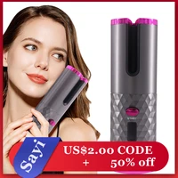 usb ceramic lazy automatic rotating ceramic hair curler cordless wireless portable auto led display temperature wave curler