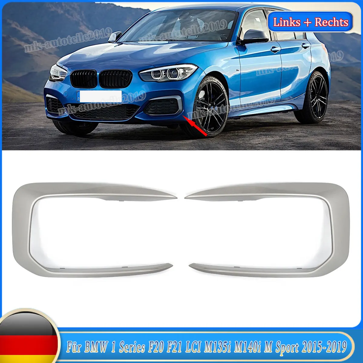 Фото Крепление решетки переднего бампера Magickit 51118070323/4 для BMW F20 F21 M Sport M135i M140i 114d 116d 118d 120d 125d LCI 2015-2019 №1