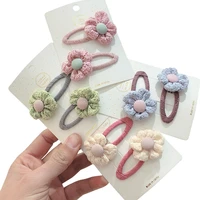 2pcs cute girls hair pins knitting flower princess hairclips children hair clip infant headwear kids side clip baby accessories