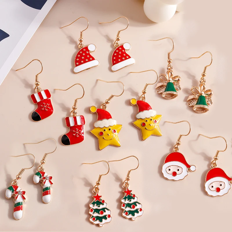 Aihua новые модные рождественские серьги Рождественская елка олень колокольчик