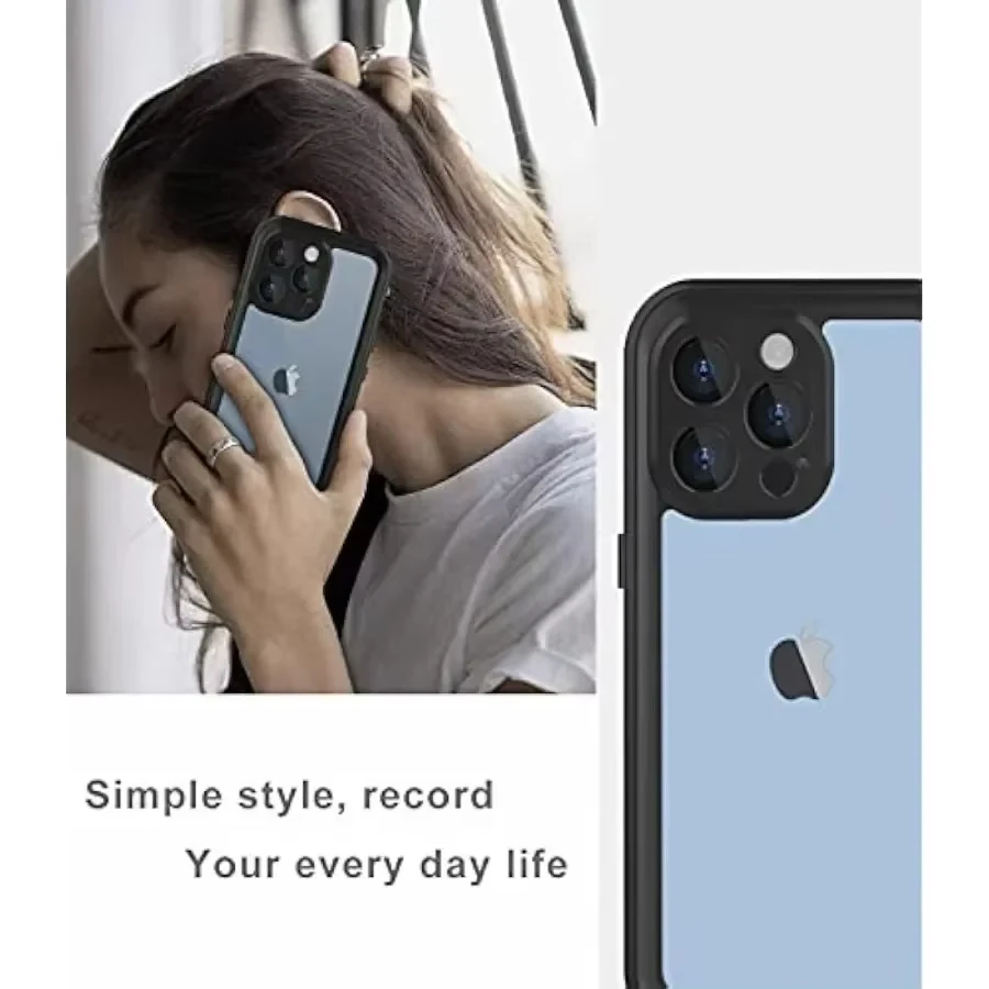 Фото Полностью герметичный прозрачный водонепроницаемый чехол IP68 для iPhone 16 ProMax 16e 15 14 Plus 13 12 11 Мини-противоударный чехол с защитной пленкой для экрана №5