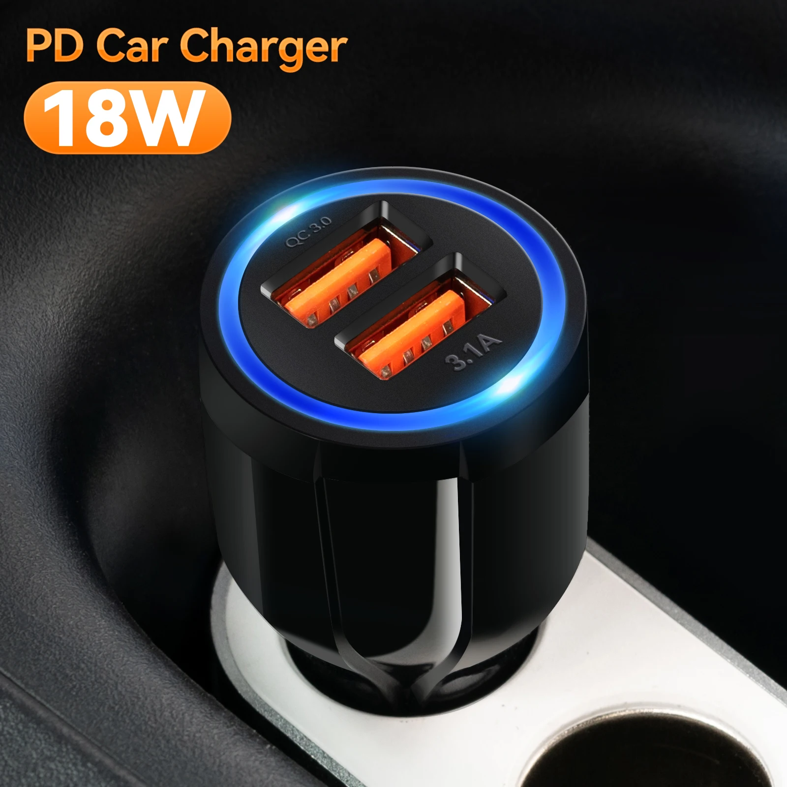 Купи Dual USB Car Socket Phone Fast Charger Cigarette Lighter Socket Power Adapter Plug Outlet 3.1A for iPhone Samsung Huawei Xiaomi за 201 рублей в магазине AliExpress