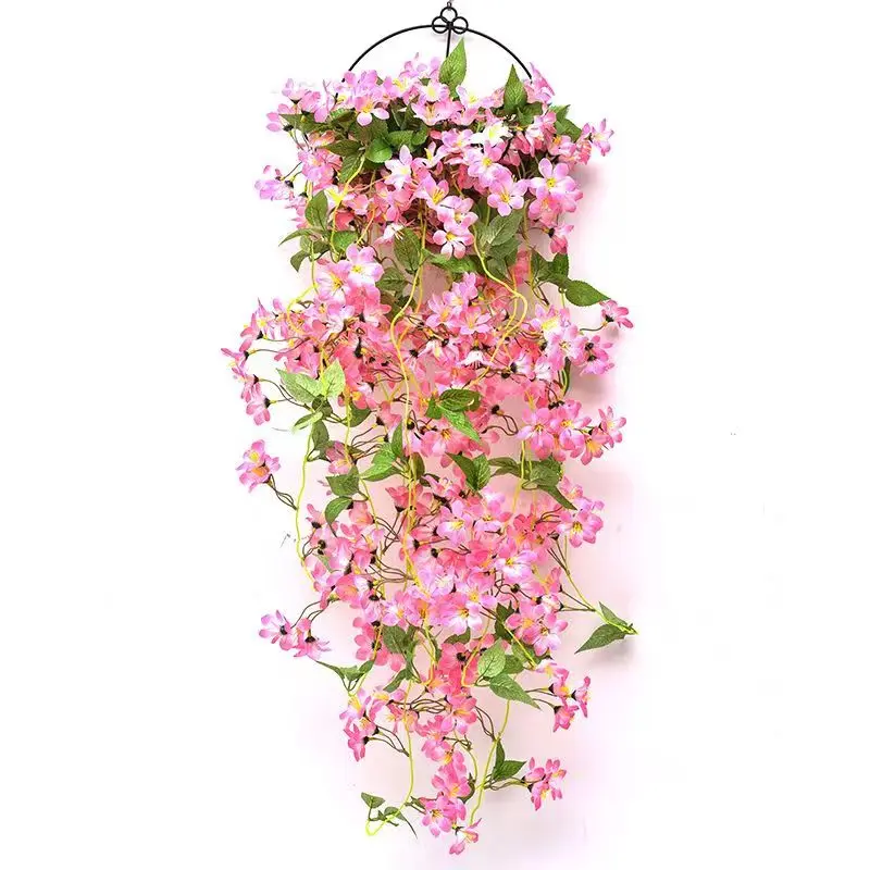 Beautiful Wall Hanging Artificial Flower Spring Blossom Vine Fake Plants Simulation Flowers Home Garden Decoration Free Shipping