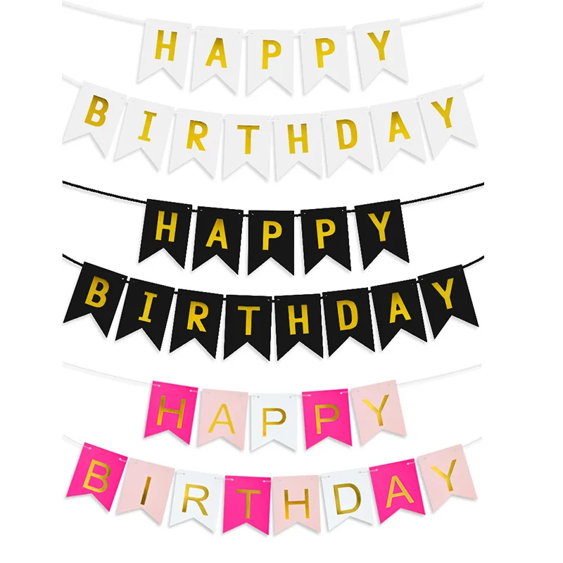 

Happy Birthday Banner Paper Garland Kids Birthday Party Hanging Decoration Bunting Flags For Wedding Baby Shower Party Supplies