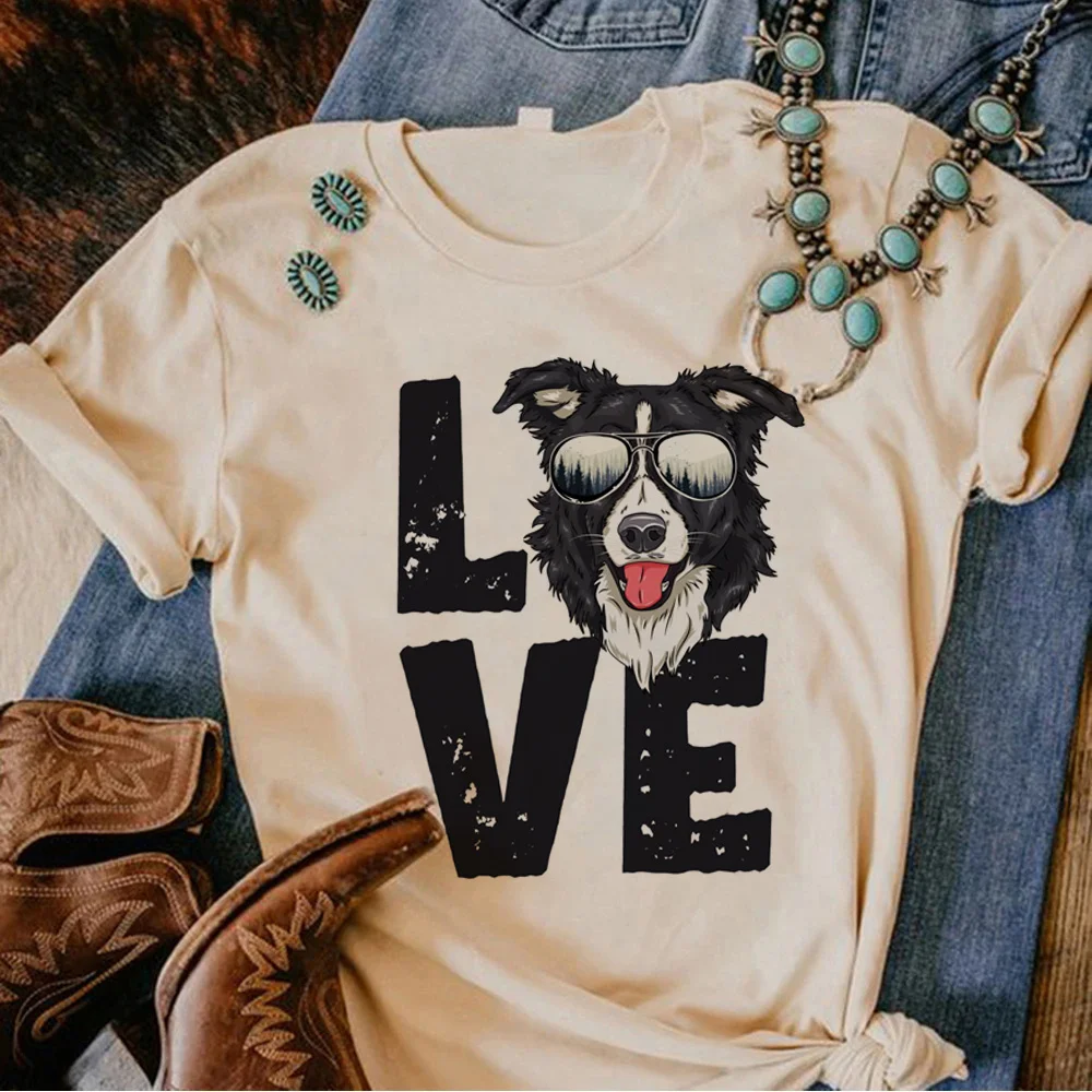 

Border Collie top women summer anime Y2K t-shirts female anime clothes