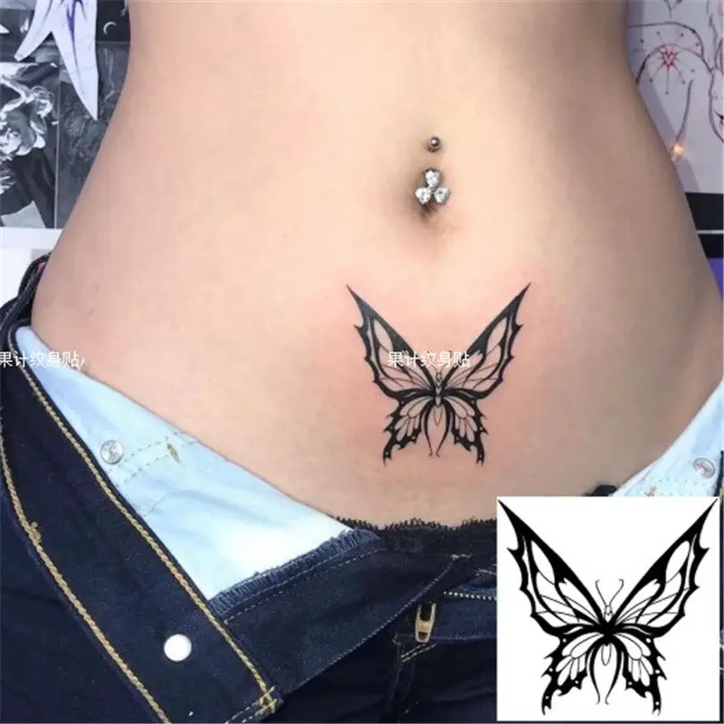 

Dark Butterfly Tattoo Sticker Tatoo Hotwife Waterproof Durable Temporary Tattoos Sexy Babes Fake Tattos for Women Art Wholesale