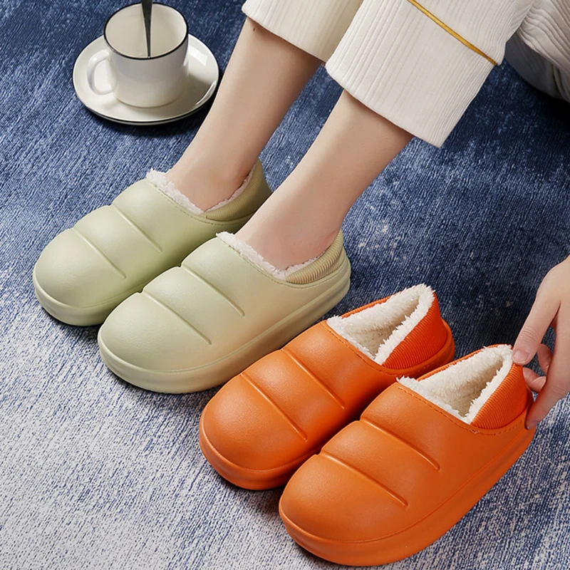 

2022 Winter Cotton Slippers Female Bag With Indoor Warm Shoes Household Household Thick-soled Waterproof Slippers New