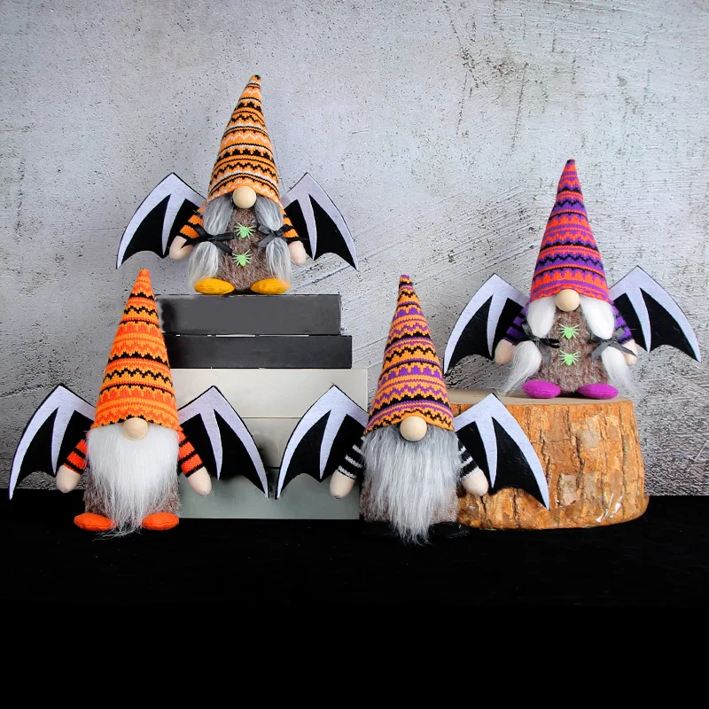 

Halloween Party Decor Props Happy Halloween Bat Wing Faceless Gnome Ornaments Doll DIY Halloween Decoration for Home Kids Gift