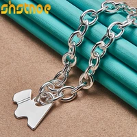 925 sterling silver dog tag pendant 18 inch chain necklace for women party engagement wedding gift fashion charm jewelry