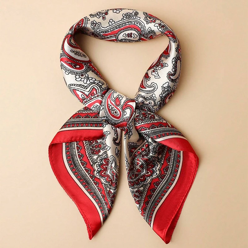 Шелковый шарф с принтом для женщин квадратный на шею офис шаль бандана