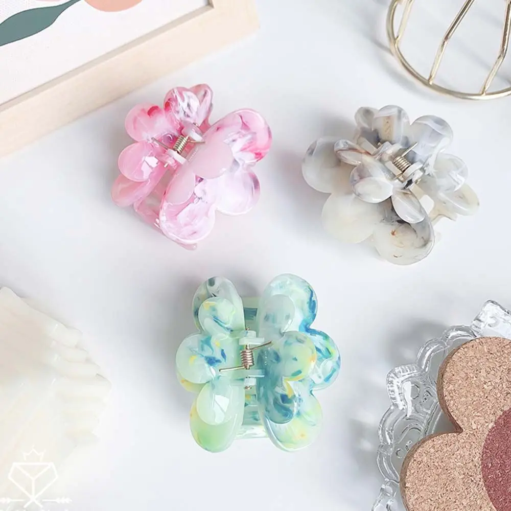 

Female Headwear Hair Crab Hair Accessories Women Hairpin Marble Textured Barrette Flower Hair Claw Floral Hair Clip