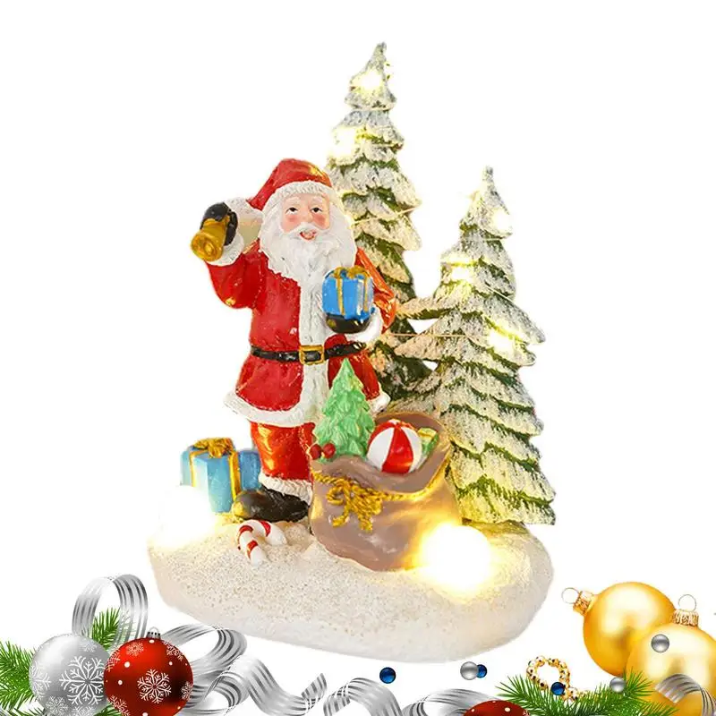 

Led Christmas Lighted Decorations Resin Christmas Tabletop Figurine With Music Christmas Ornament Tabletop Centerpiece Decor