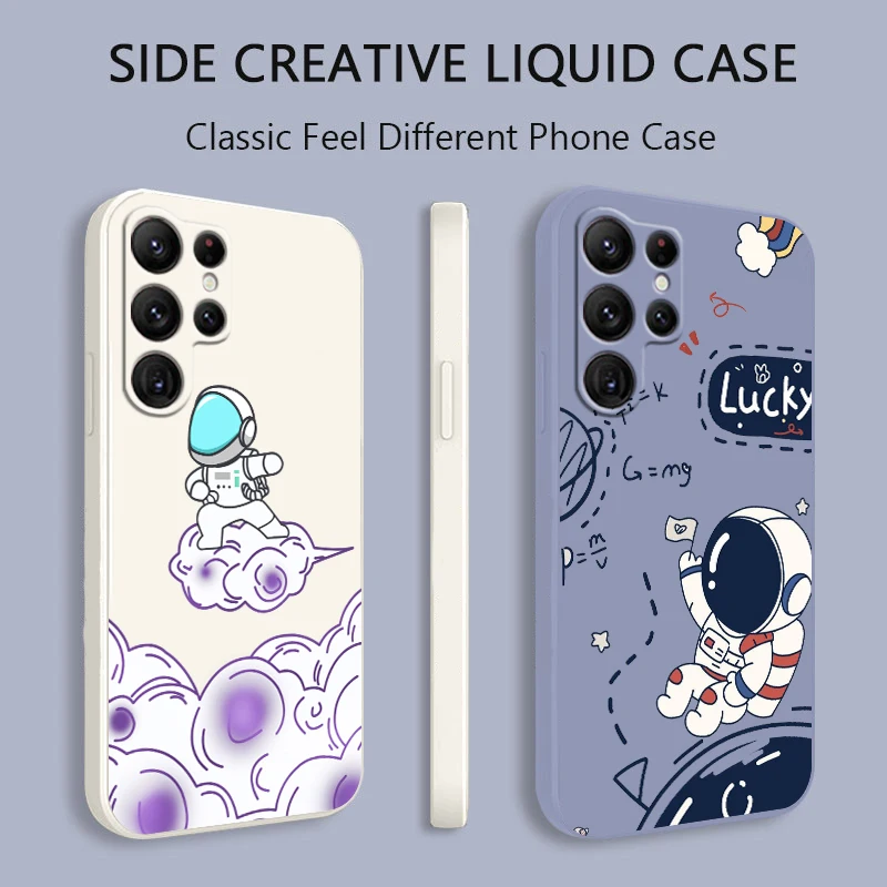

Astronaut Cartoon Luxury Art Liquid Rope Cover Phone Case For Samsung Galaxy S22 S21 S20 Pro FE S10 Note 20 10 Plus Lite Ultra
