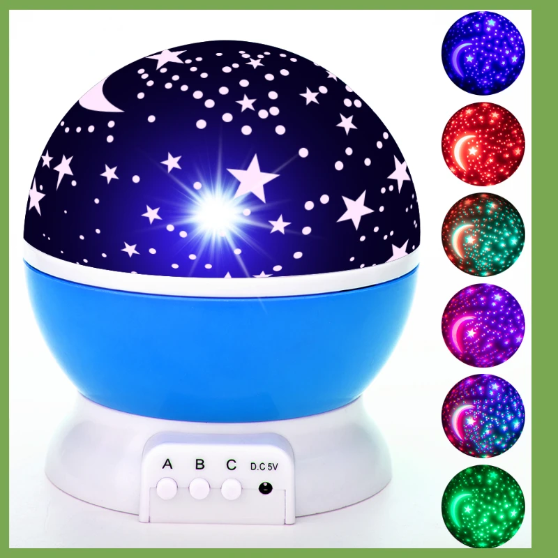 Projector Lamp Children Bedroom LED Night Light Baby Lamp Decor Rotating Starry Nursery Moon Galaxy Projector Table Lamp