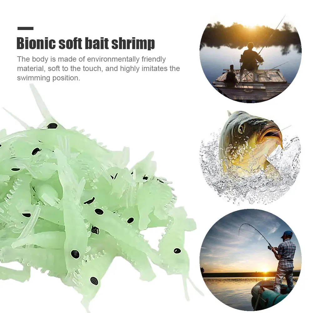 Светящиеся мягкие Сменные приманки в виде креветки 50 шт. 3 см приманка для ночной