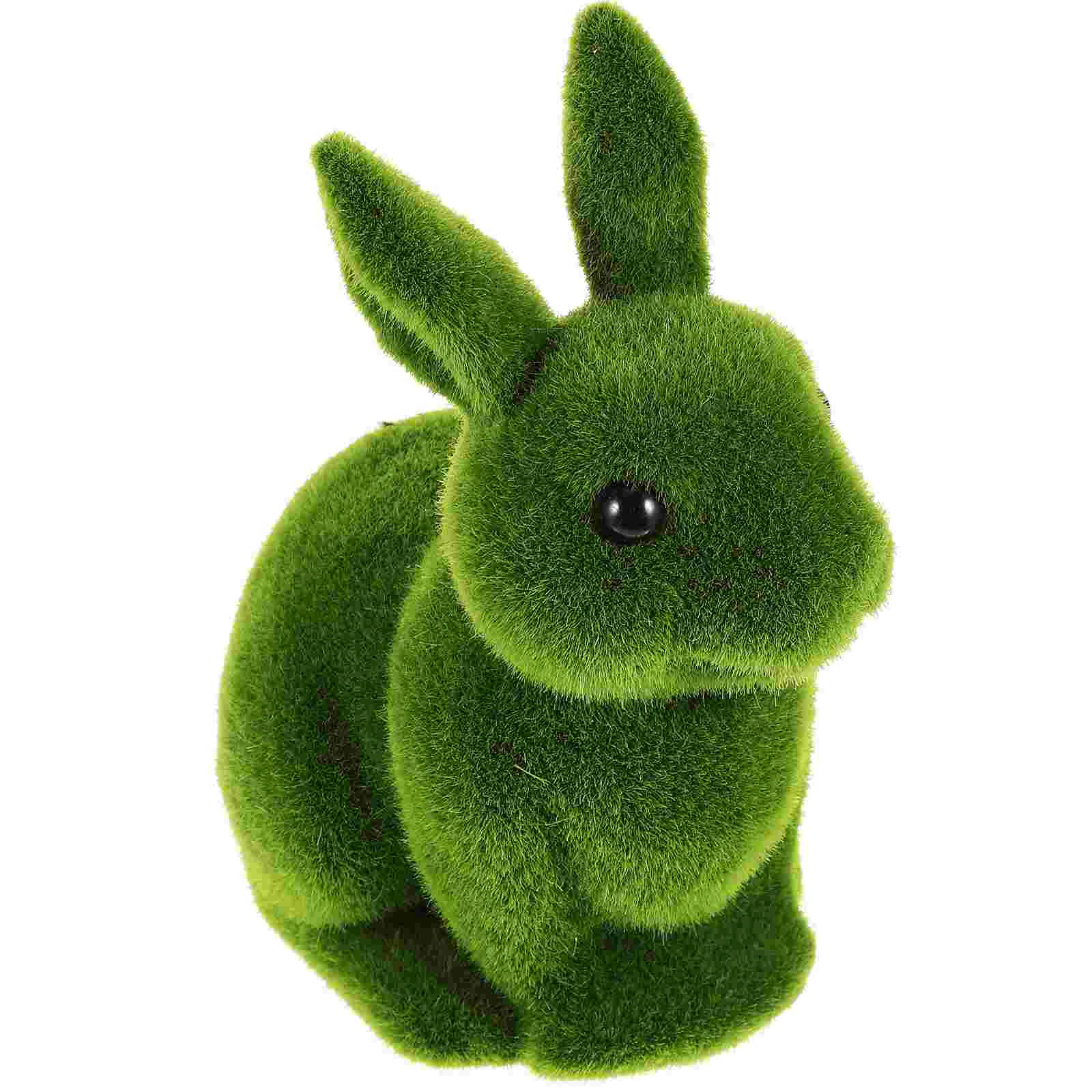 

Rabbit Bunny Flocked Statue Easter Figurines Grass Artificial Figurine Decor Sculpture Animal Flocking Decoration Furry Statues