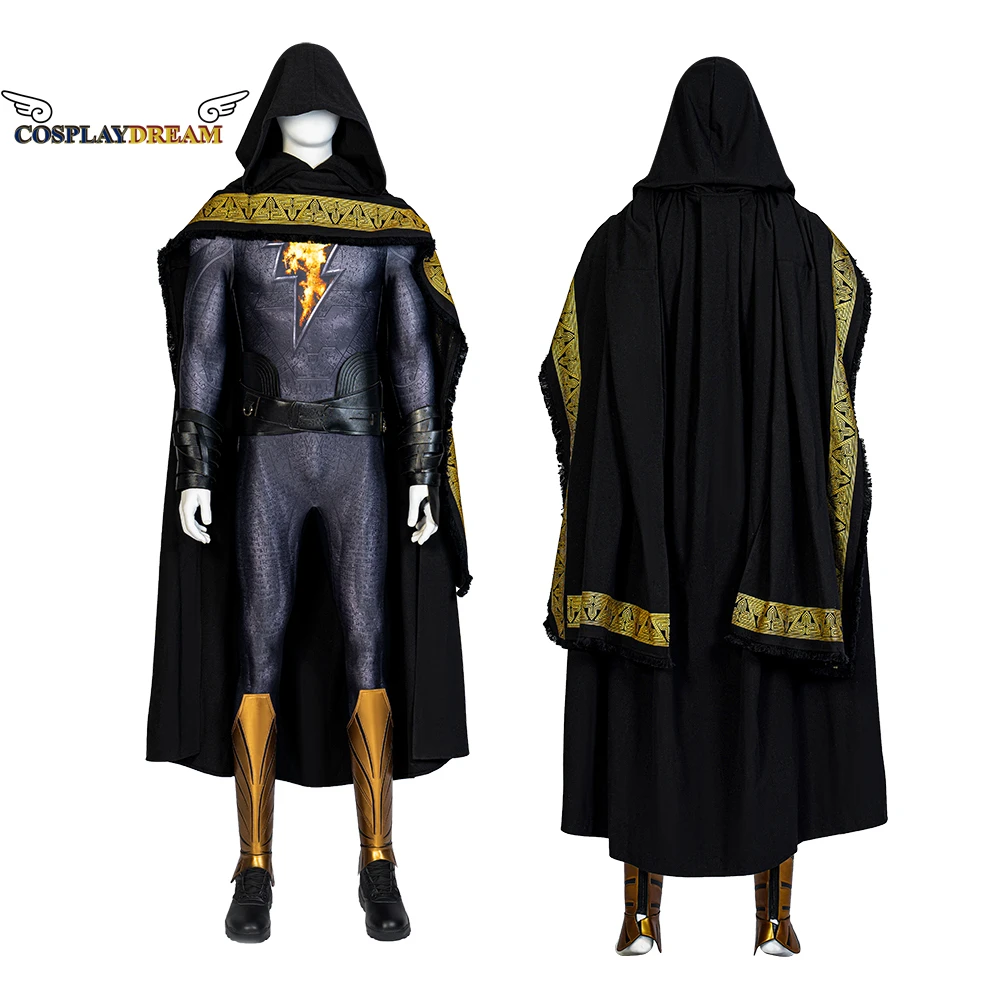 

High Quality Fullbody Muscle Black Adam Costume For Halloween Black Adam Cosplay Outfit With Cape Halloween Costumes Adult Men