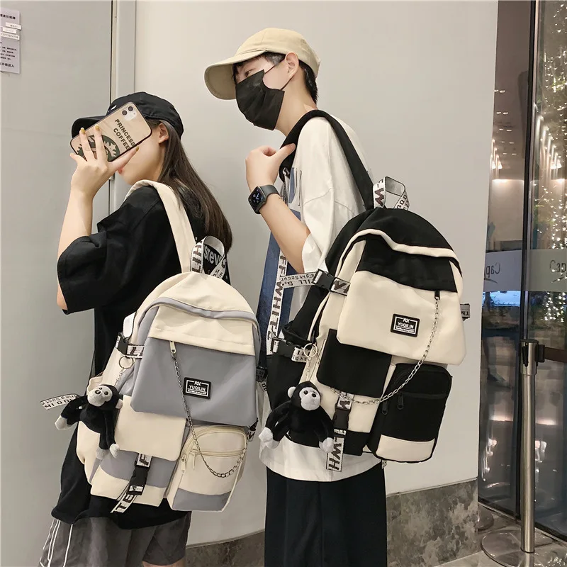 Korean schoolbag female student backpack large capacity fashion boy backpack computer bag femal school backpack  school bags