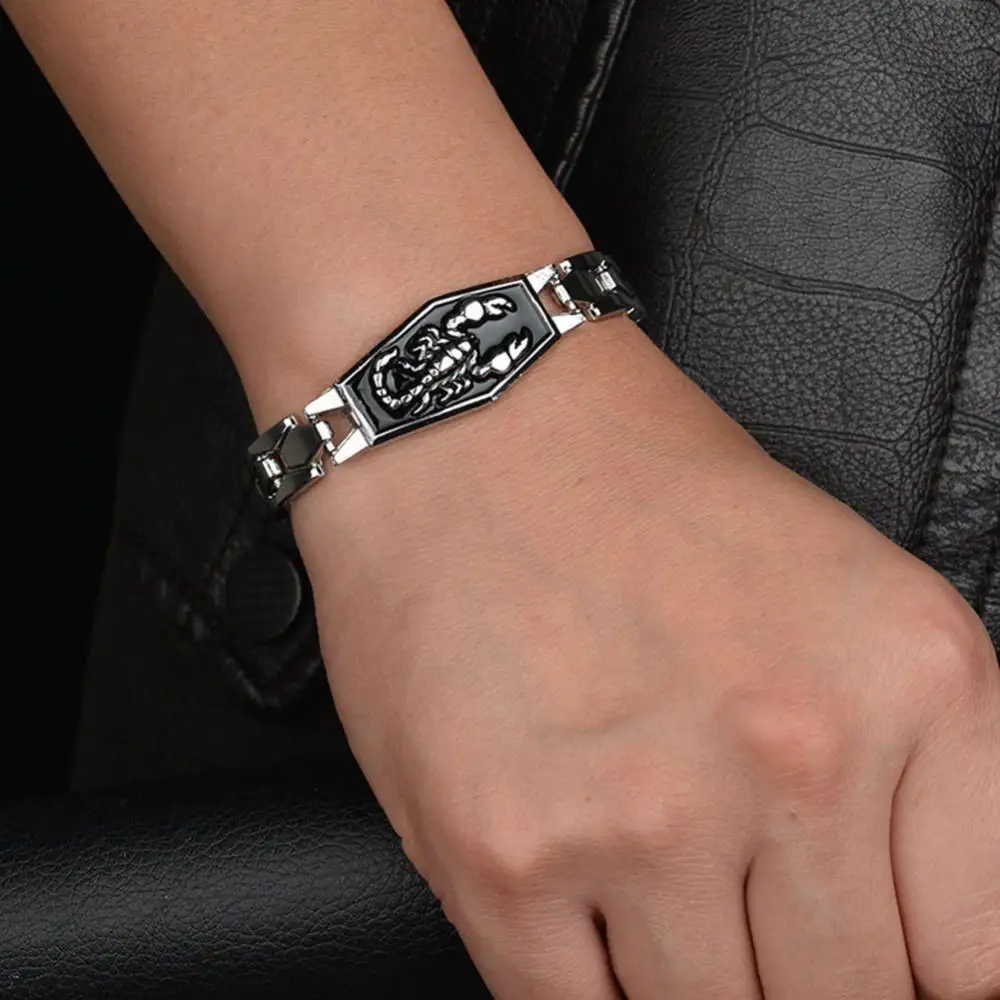 

Charm Jewelry Bangle Chain Bracelet Men Scorpion Carved Motorcycle Wristband Jewelry