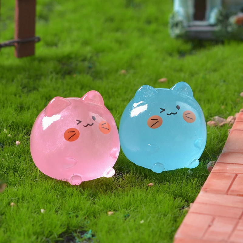 5 шт. мини-мультяшный кот светящийся орнамент поделки миниатюрные фигурки