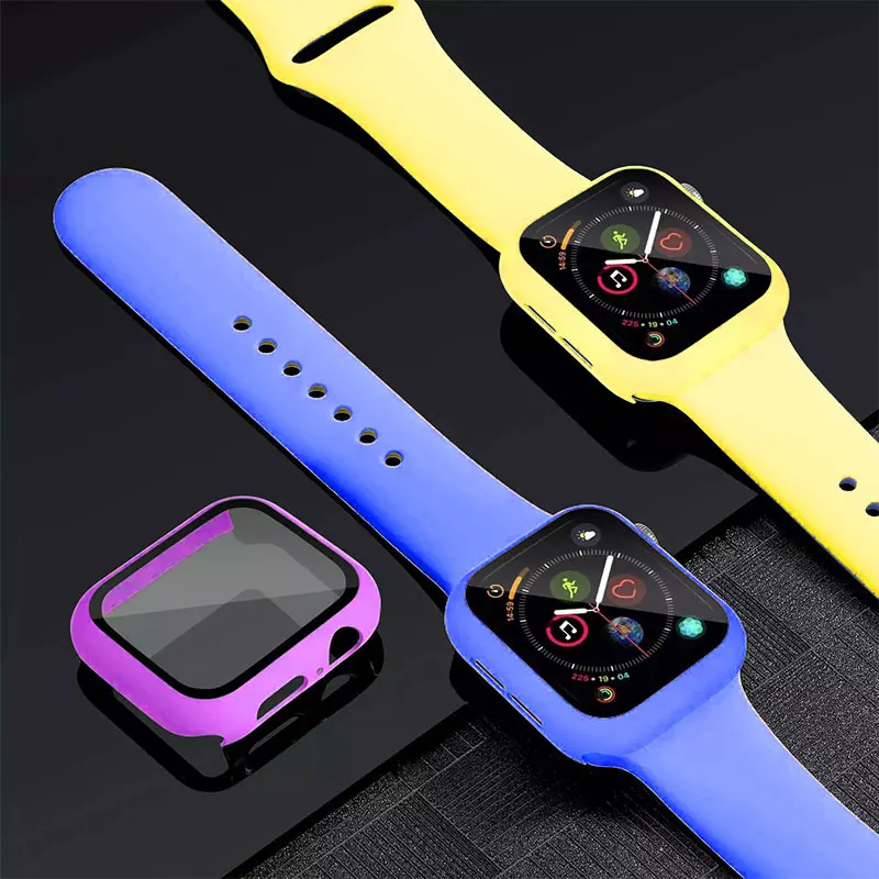 

Case+Strap For Apple Watch Band 45mm 44mm 42mm Silicone Wristband 38mm 40mm 41mm Correa iWatch Band 7 6 5 4 3 SE Accessories