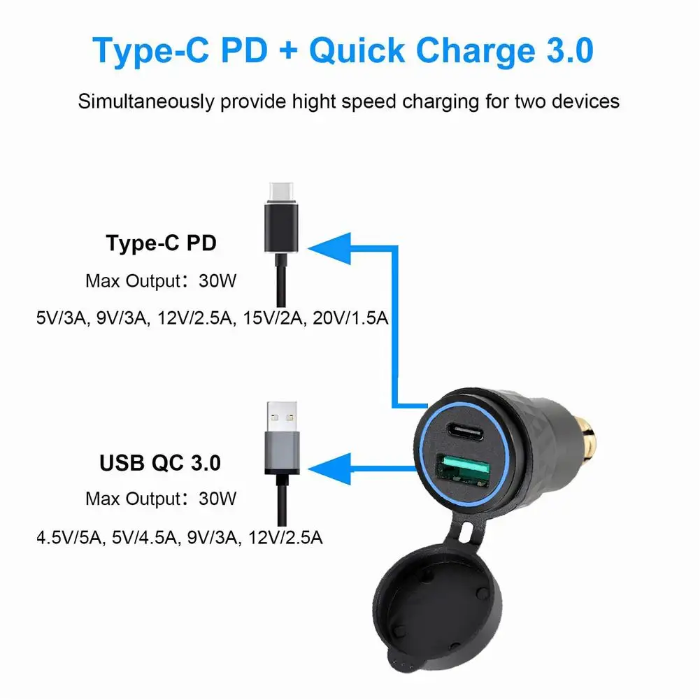 

Charger Adapter F700 F800 For BMW Ducati For Hella 12V-24V Motorcycle Aluminum Alloy Black CNC DIN Socket Dual