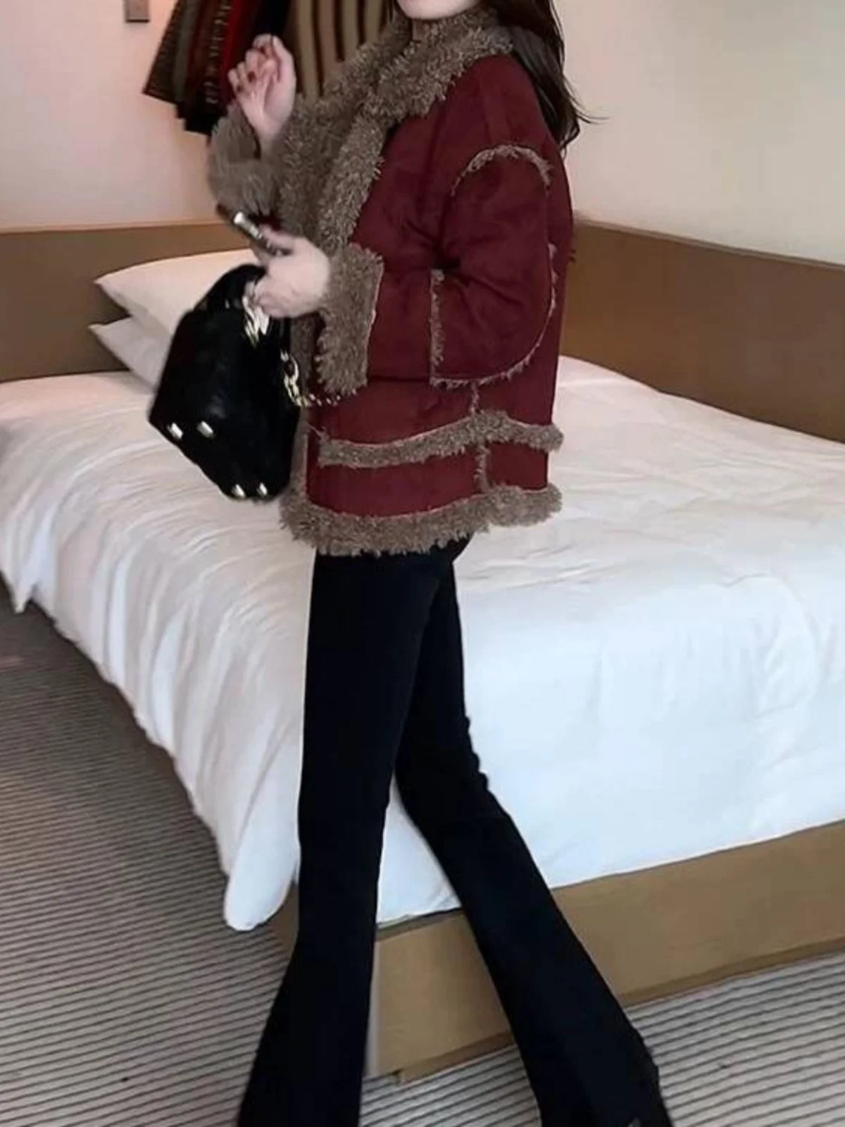 Новое зимнее модное меховое универсальное пальто из овечьей шерсти на флисовой