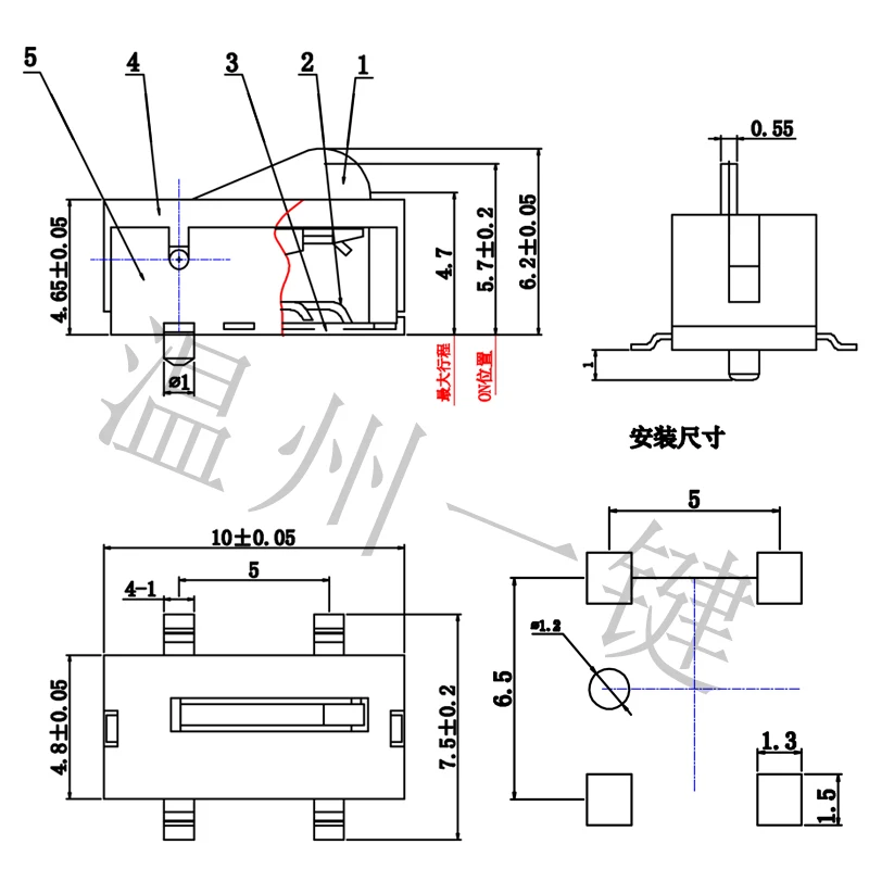 10 шт. KFC-VT1-08 с круглой головкой концевой выключатель хода четырехфутовый патч
