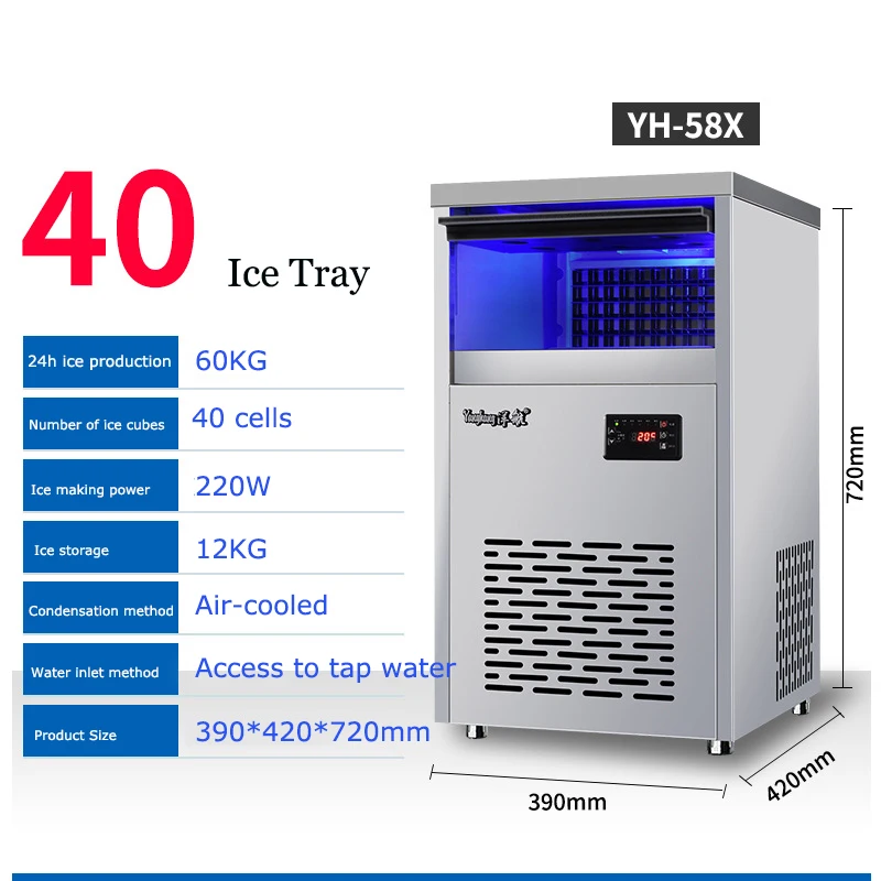 40KG-150KG Commercial Ice Maker Milk Tea Shop Small Automatic Ice Cube Machine Large Capacity Ice Cube Machine Bar Ice Maker enlarge