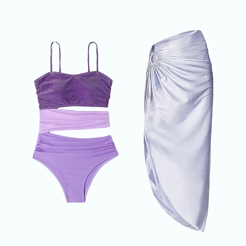 

Цельный купальник для женщин, разрезанный текстурный купальник, Женский праздничный дизайнерский пляжный купальный костюм на бретельках, накидка