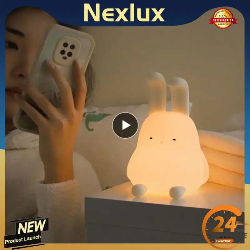

Led Night Light Warm Light Can Hang Ears Silicone Lamp Folding-eared Rabbit Timed Clap The Lamp Nightlight Mobile Phone Holder