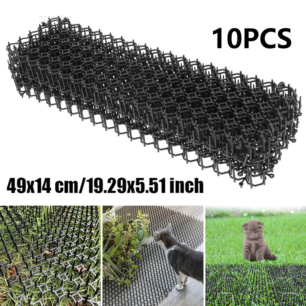 

10Pcs 49x14 Cm Cat Scat Mats Spike Anti-Cat Pest Deterrent Garden Deter Animals Repellent Animal Scarer