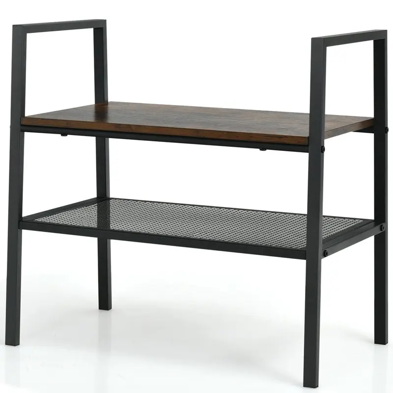

2- Tier Storage Shelf Stackable Shoe Shelf Stand Display Rack Home